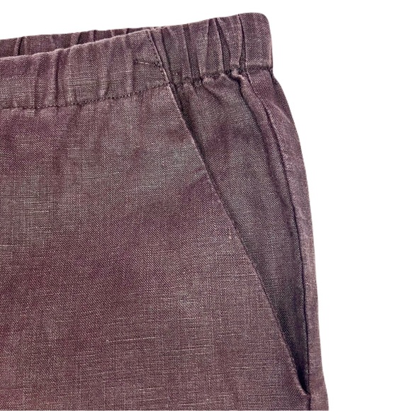 Kate Hill Chocolate Draw String Ankle Length Linen Pants - Picture 4 of 9